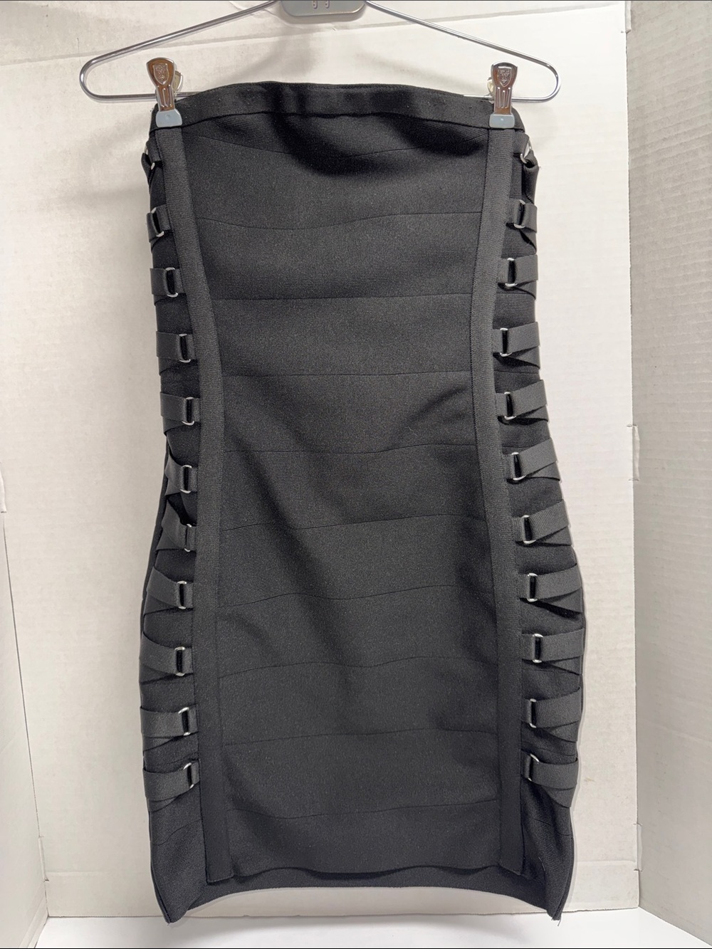 Francesca’s Collection Iris Dress Size Small Black Lace Up Corset Bodycon Mini